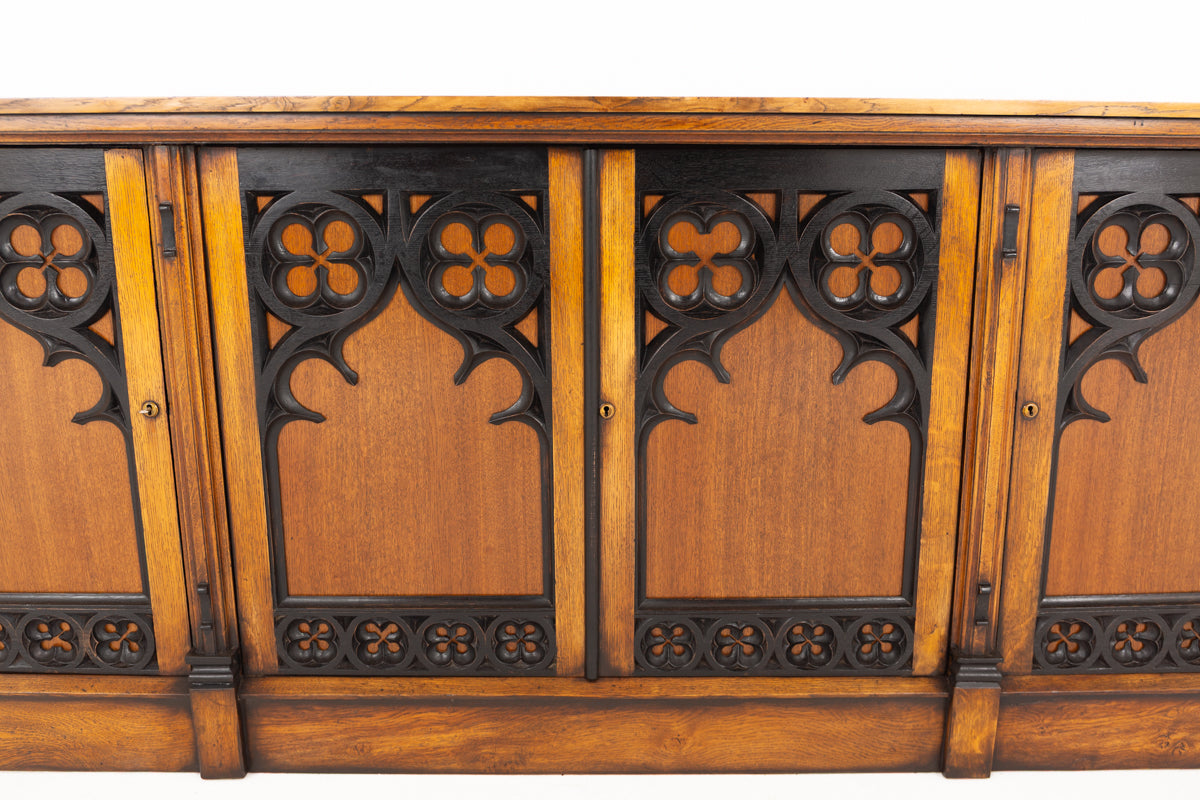 Superb Oak Side Cabinet with Gothic Elements