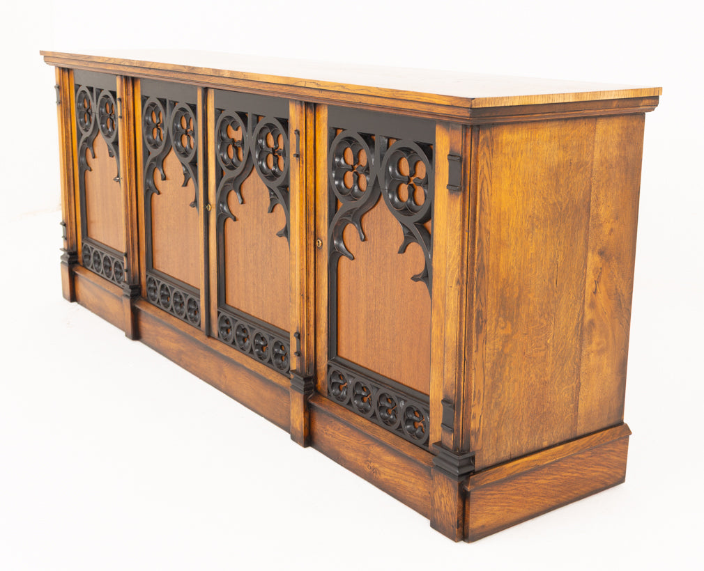 Superb Oak Side Cabinet with Gothic Elements