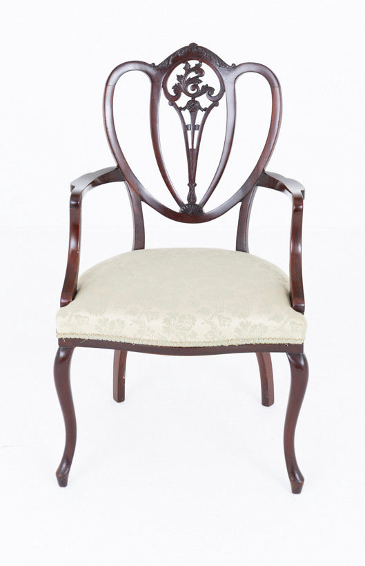 Hepplewhite Revival Mahogany Open Armchair