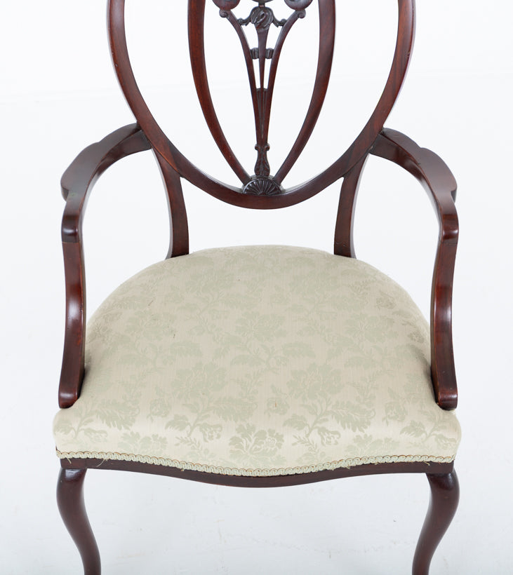 Hepplewhite Revival Mahogany Open Armchair