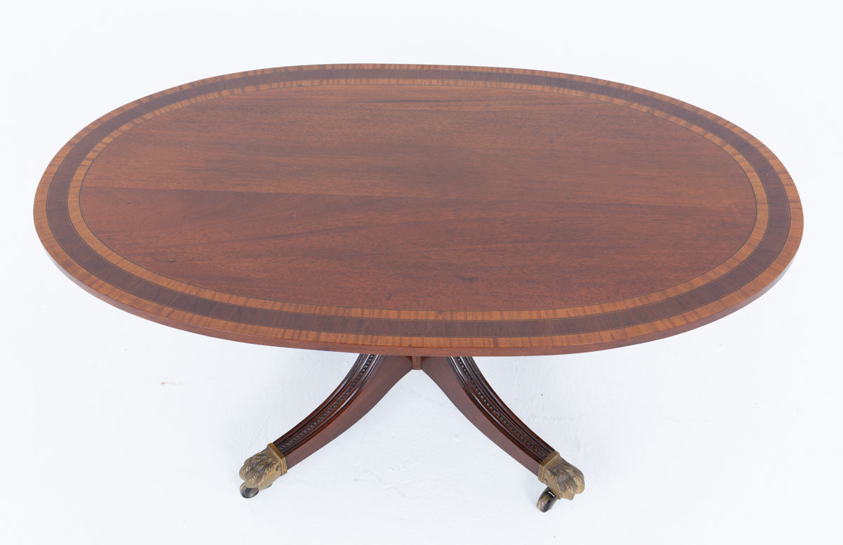 Sheraton Revival Mahogany Oval Coffee Table