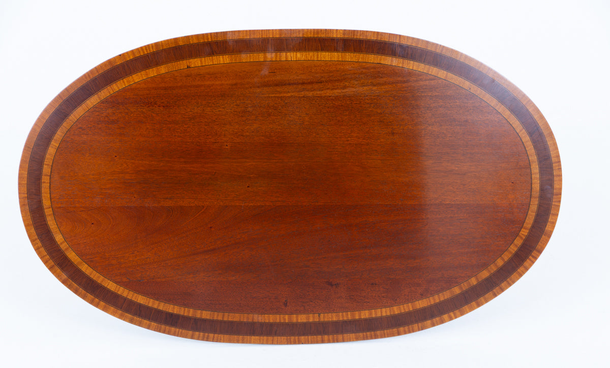 Sheraton Revival Mahogany Oval Coffee Table