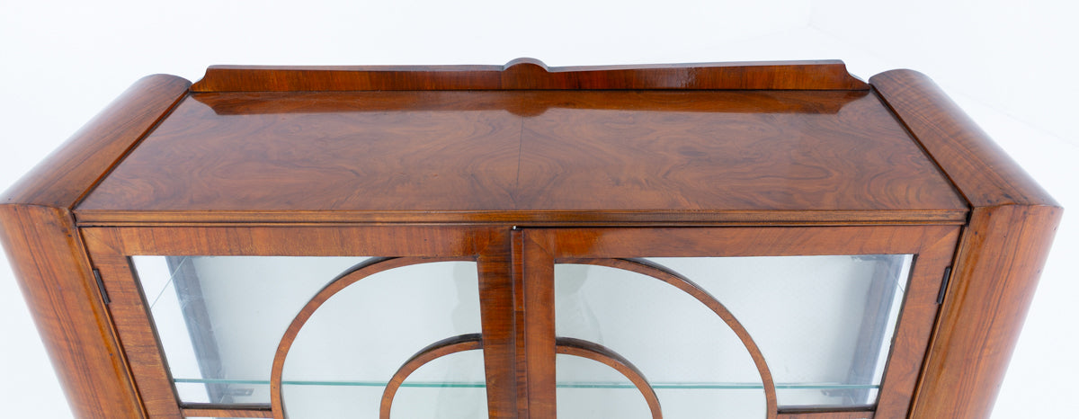 Stylish Art Deco Walnut Display Cabinet