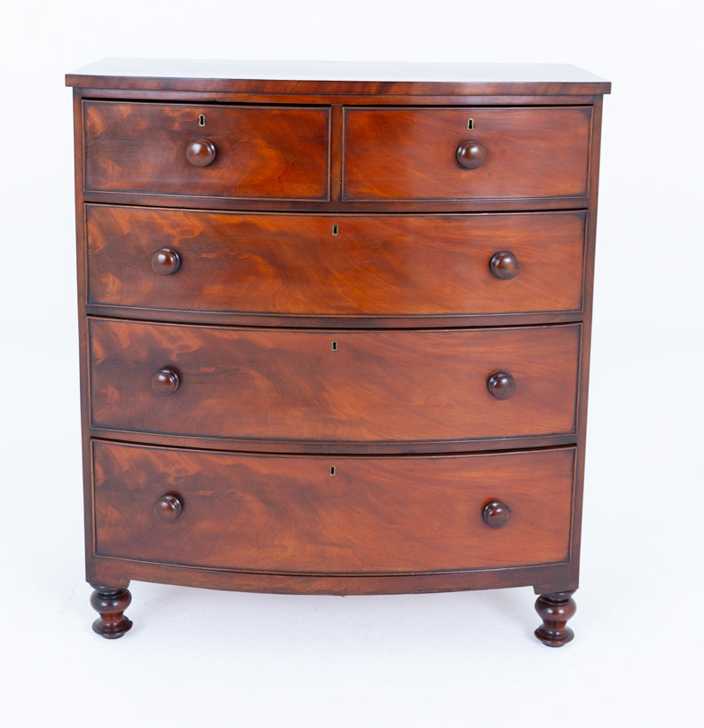 Victorian Mahogany Bow Chest of Drawers