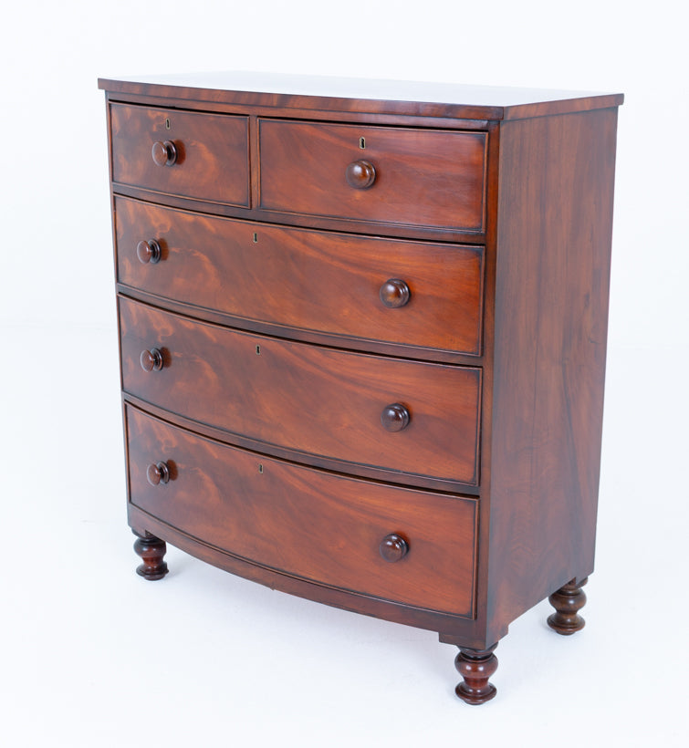 Victorian Mahogany Bow Chest of Drawers