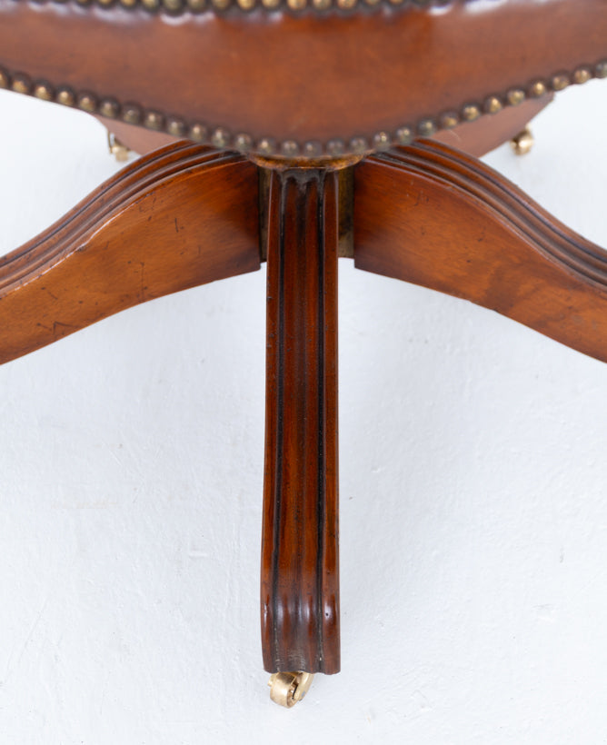 Deep Buttoned Swivel Leather Desk Chair