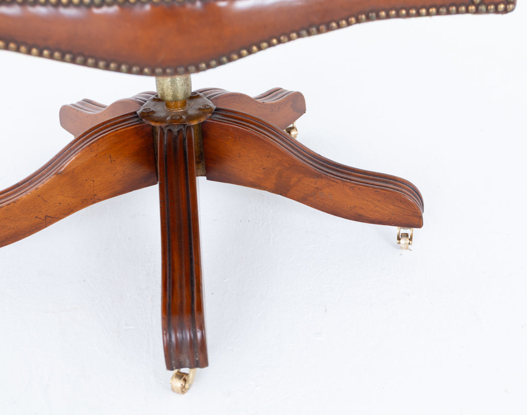 Deep Buttoned Swivel Leather Desk Chair