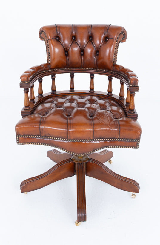 Mahogany and Leather Captains Chair