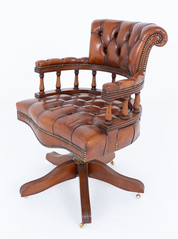 Mahogany and Leather Captains Chair