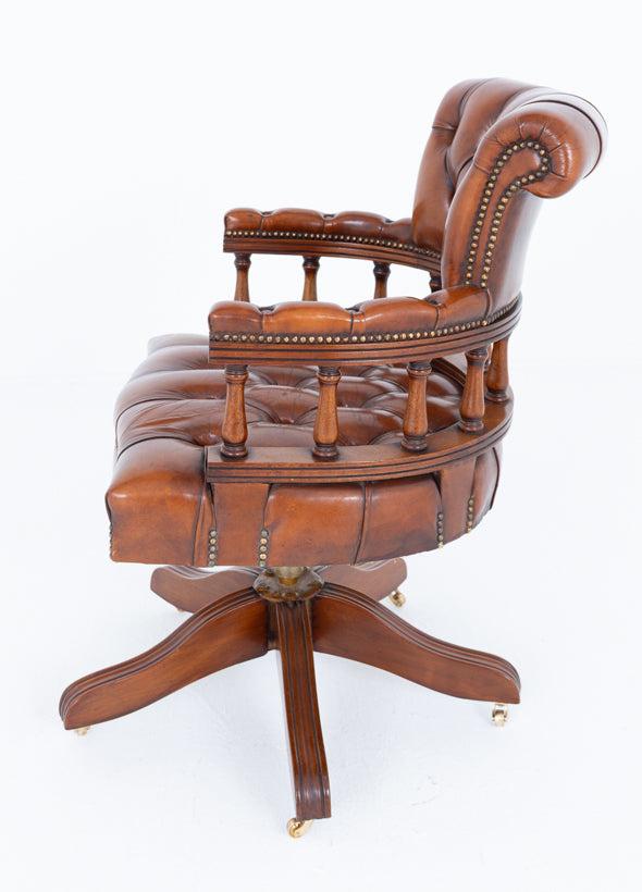 Mahogany and Leather Captains Chair
