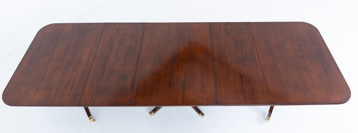 3 Pedestal Mahogany Regency Style Dining Table