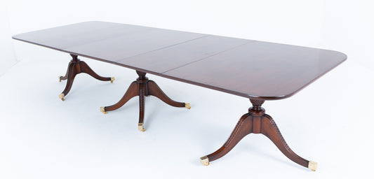 3 Pedestal Mahogany Regency Style Dining Table
