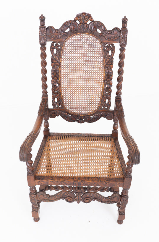 A Pair of Cromwellian Style Oak Arm Chairs