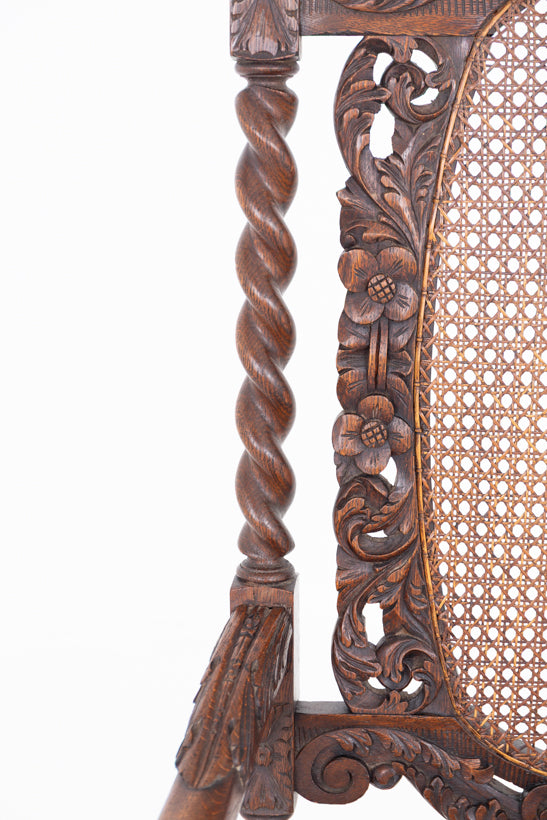 A Pair of Cromwellian Style Oak Arm Chairs