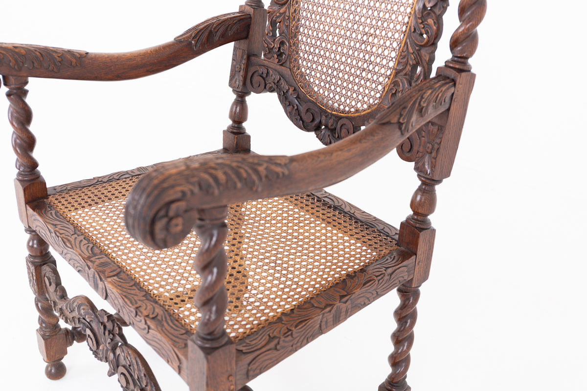 A Pair of Cromwellian Style Oak Arm Chairs