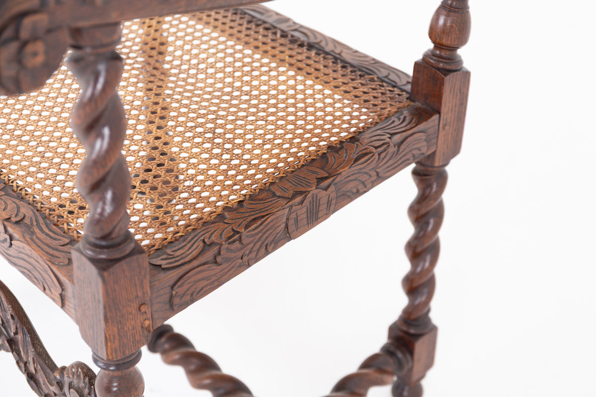 A Pair of Cromwellian Style Oak Arm Chairs