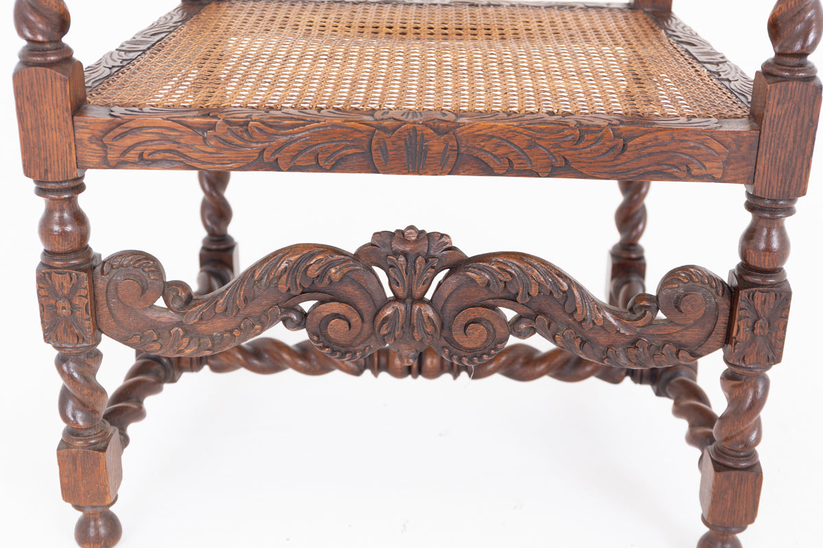 A Pair of Cromwellian Style Oak Arm Chairs