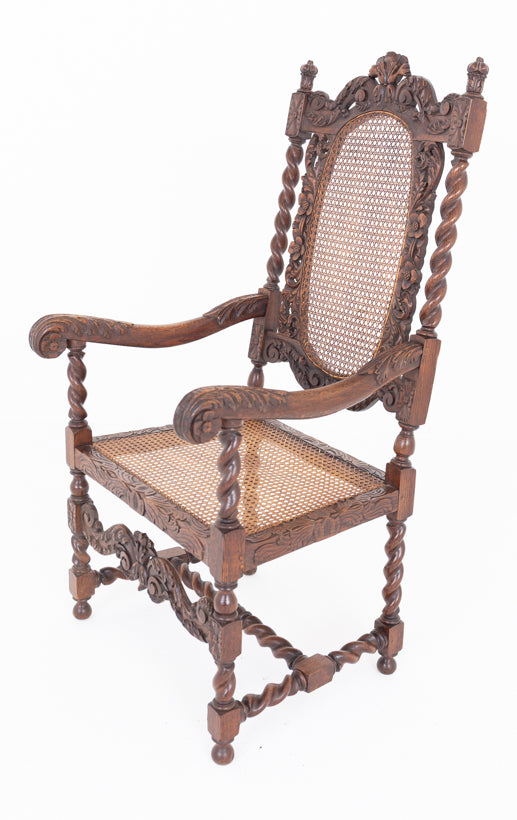 A Pair of Cromwellian Style Oak Arm Chairs