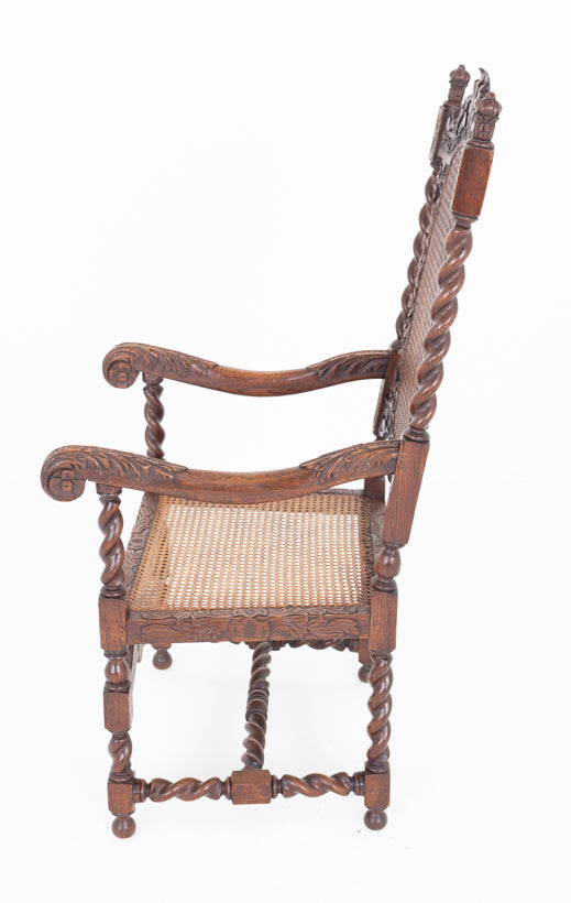A Pair of Cromwellian Style Oak Arm Chairs