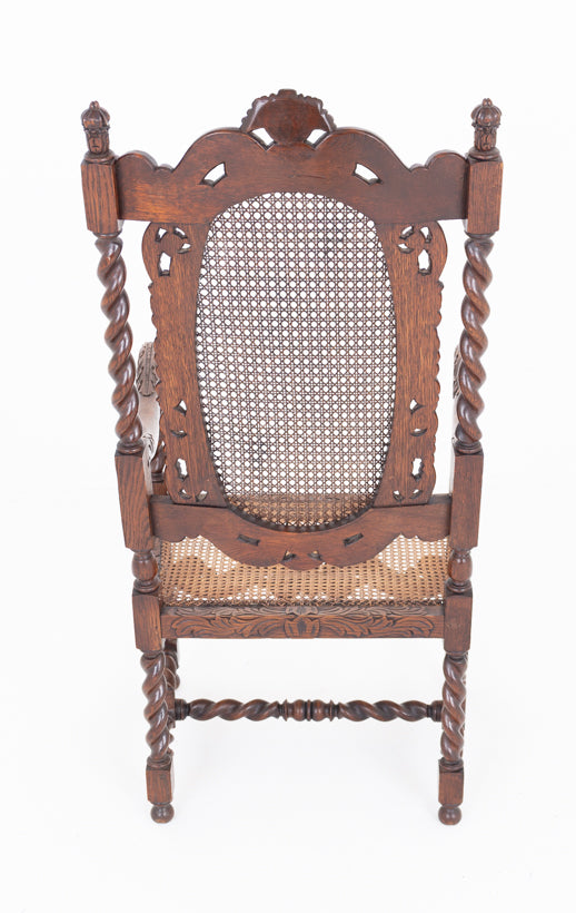 A Pair of Cromwellian Style Oak Arm Chairs
