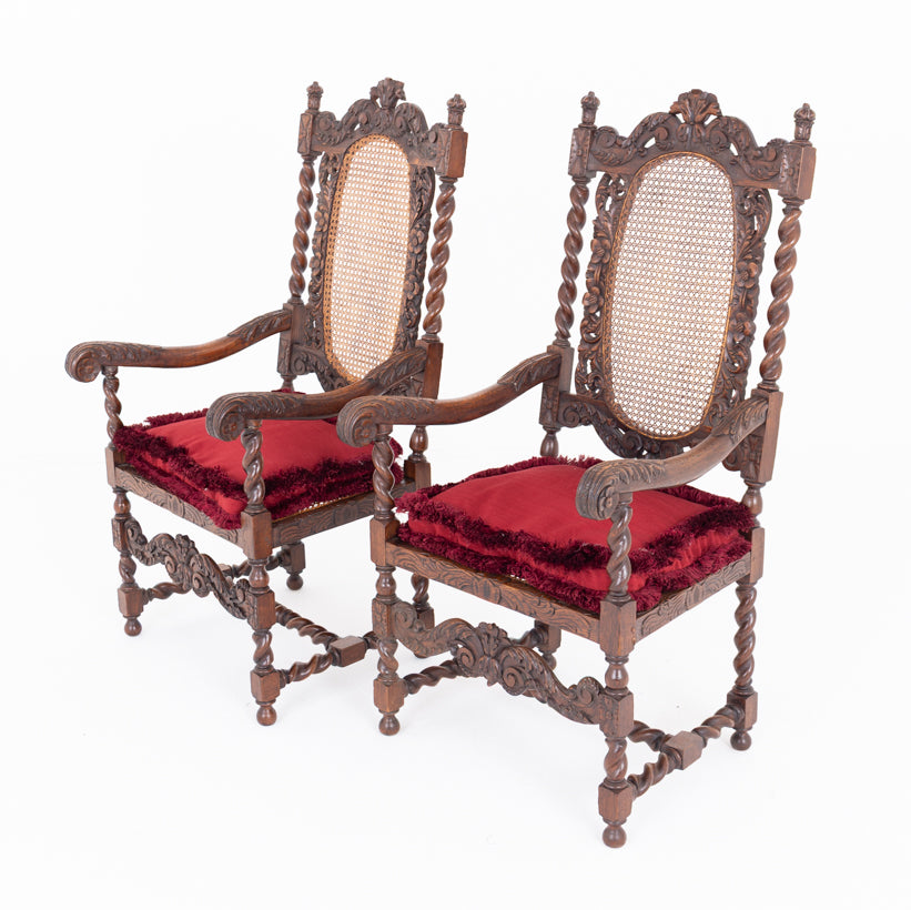 A Pair of Cromwellian Style Oak Arm Chairs
