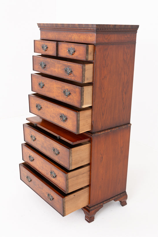 Figured Elm Chest on Chest