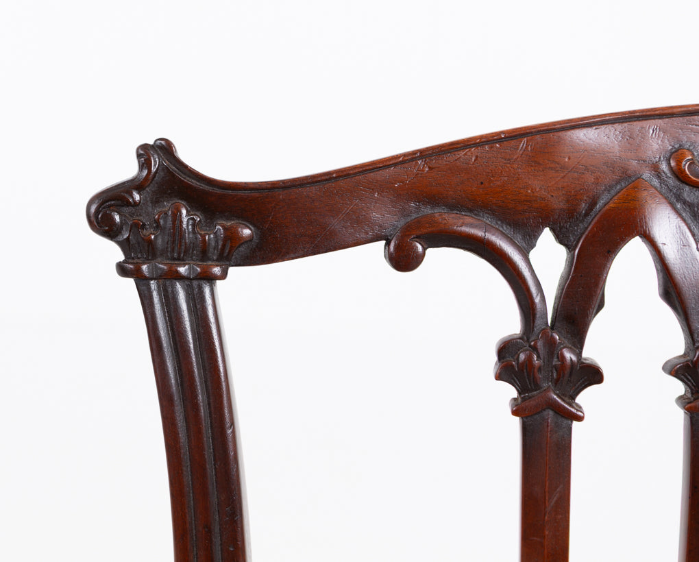Good Set of 12 (10 + 2 ) Mahogany Gothic Style Dining Chairs