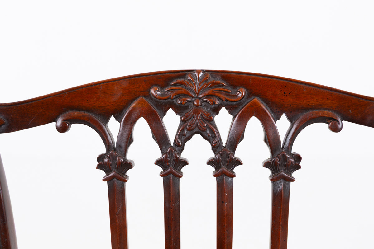 Good Set of 12 (10 + 2 ) Mahogany Gothic Style Dining Chairs