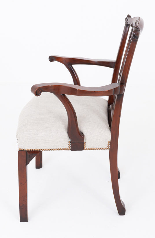 Good Set of 12 (10 + 2 ) Mahogany Gothic Style Dining Chairs
