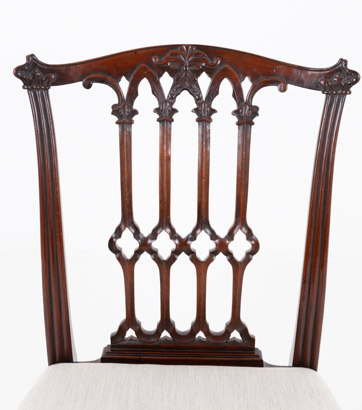 Good Set of 12 (10 + 2 ) Mahogany Gothic Style Dining Chairs