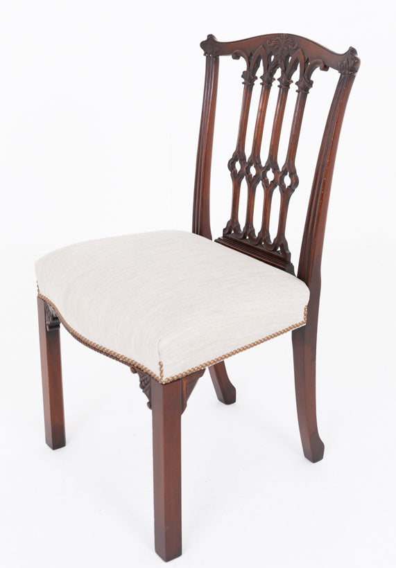 Good Set of 12 (10 + 2 ) Mahogany Gothic Style Dining Chairs