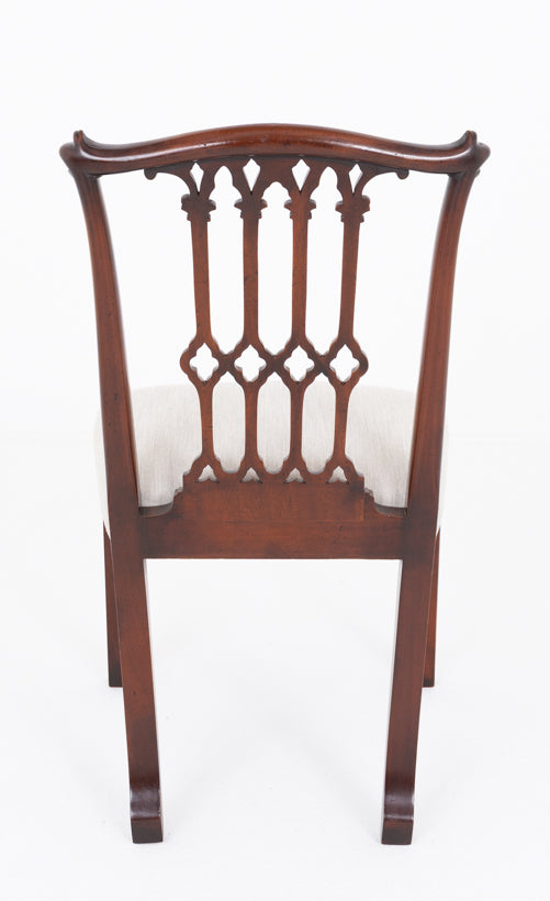 Good Set of 12 (10 + 2 ) Mahogany Gothic Style Dining Chairs