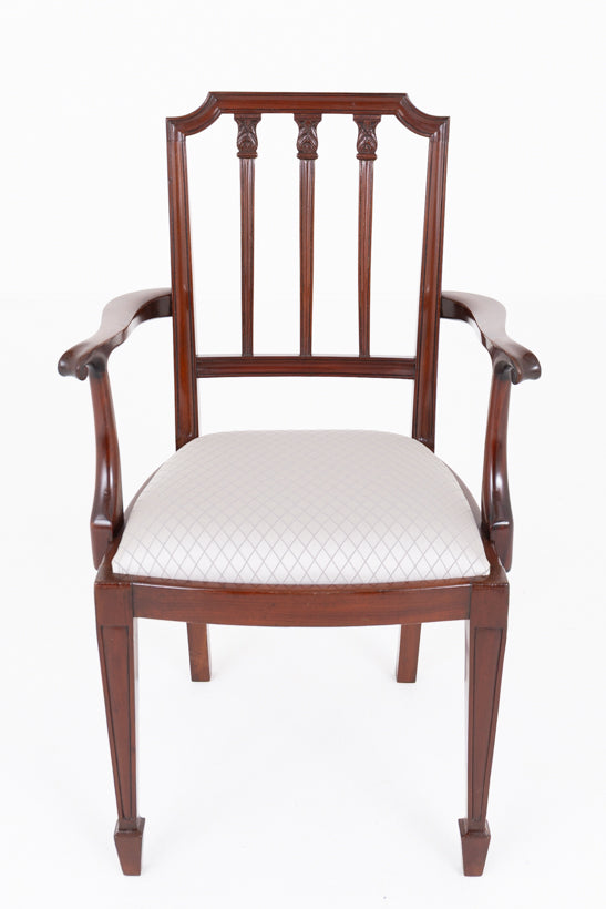 Set of 10 (8+2) Mahogany Hepplewhite Style Dining Chairs