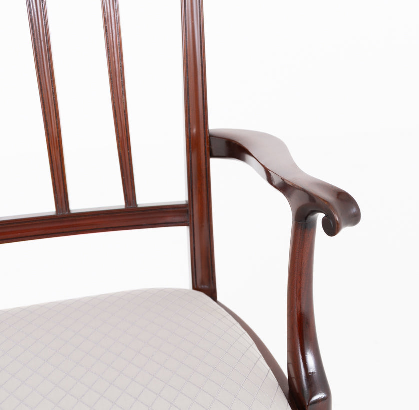 Set of 10 (8+2) Mahogany Hepplewhite Style Dining Chairs