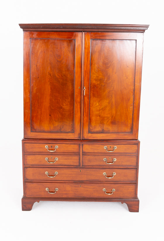 Georgian Mahogany Linen Press