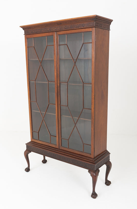 Mahogany Chippendale Style Glazed Bookcase