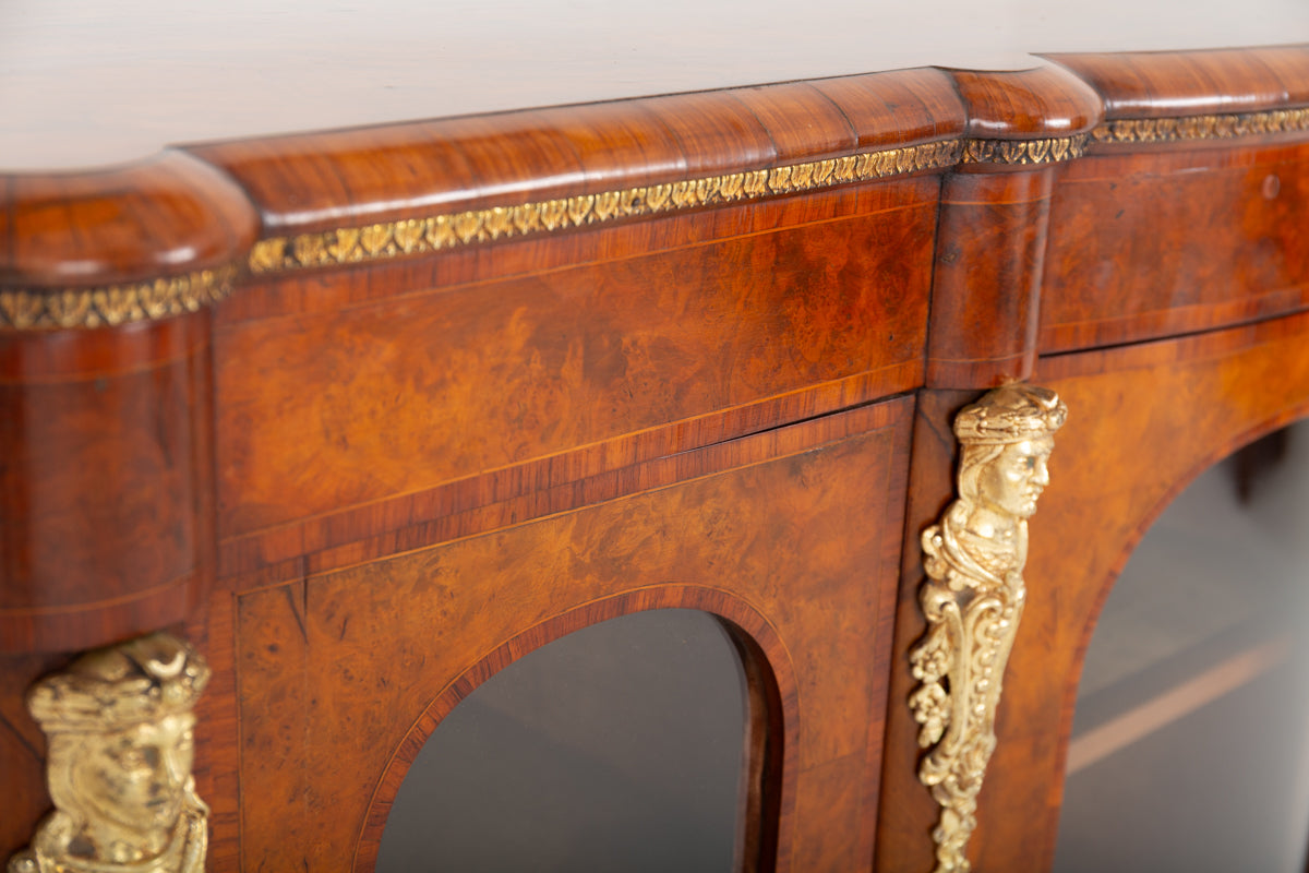 Wonderful Victorian Burr Walnut Credenza