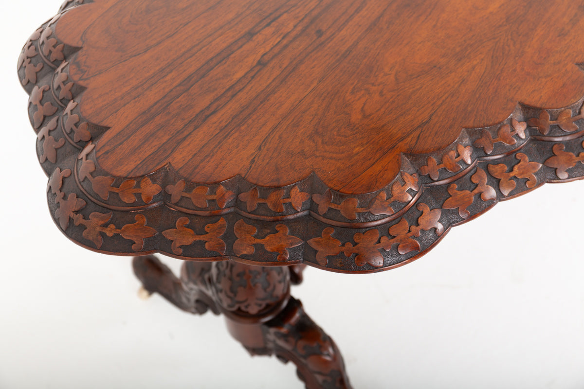 Good Irish Carved Rosewood Centre Table