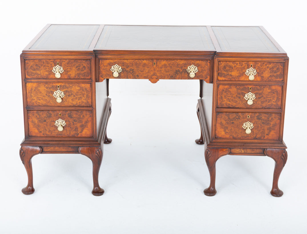 Burr Walnut Queen Anne Style Desk