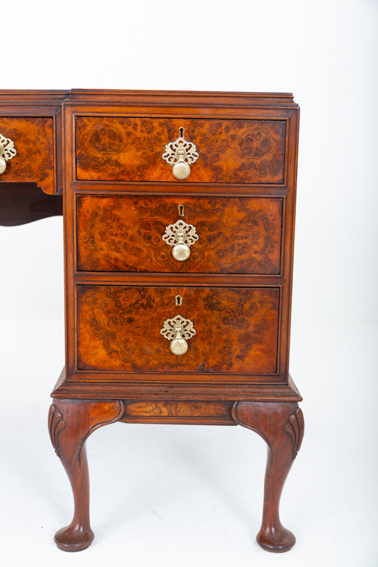 Burr Walnut Queen Anne Style Desk