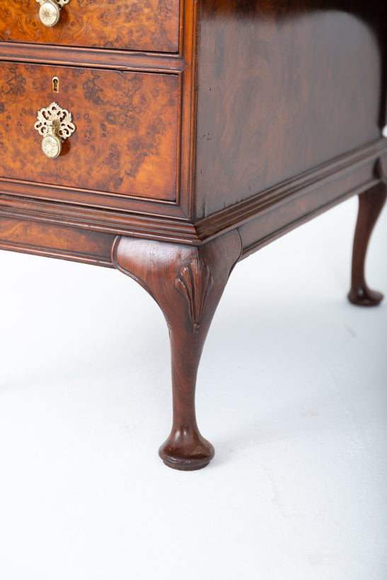 Burr Walnut Queen Anne Style Desk