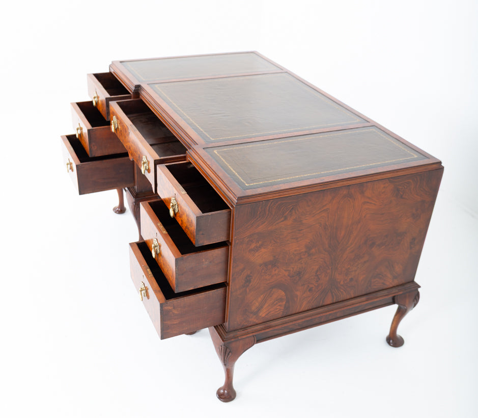 Burr Walnut Queen Anne Style Desk