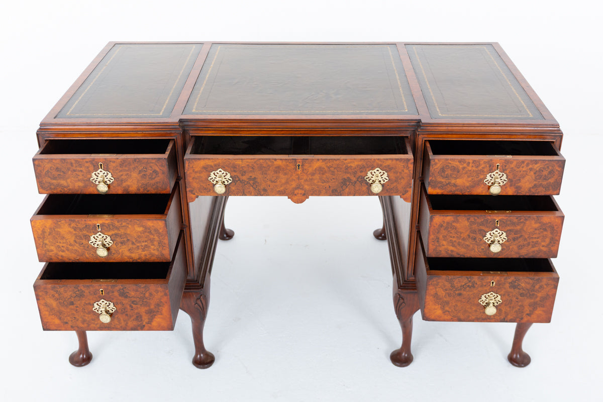 Burr Walnut Queen Anne Style Desk
