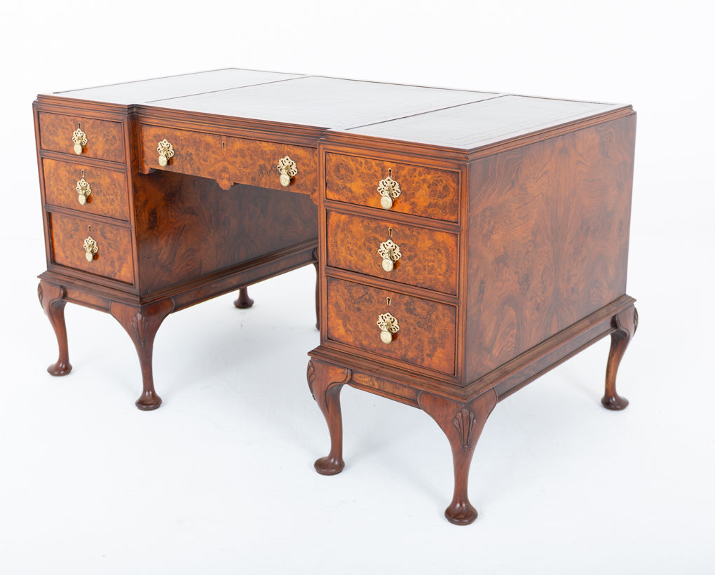 Burr Walnut Queen Anne Style Desk