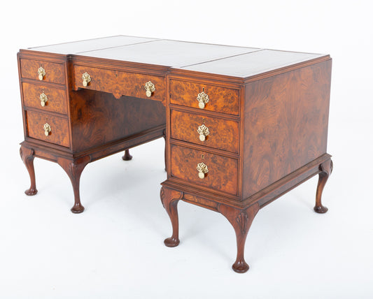Burr Walnut Queen Anne Style Desk