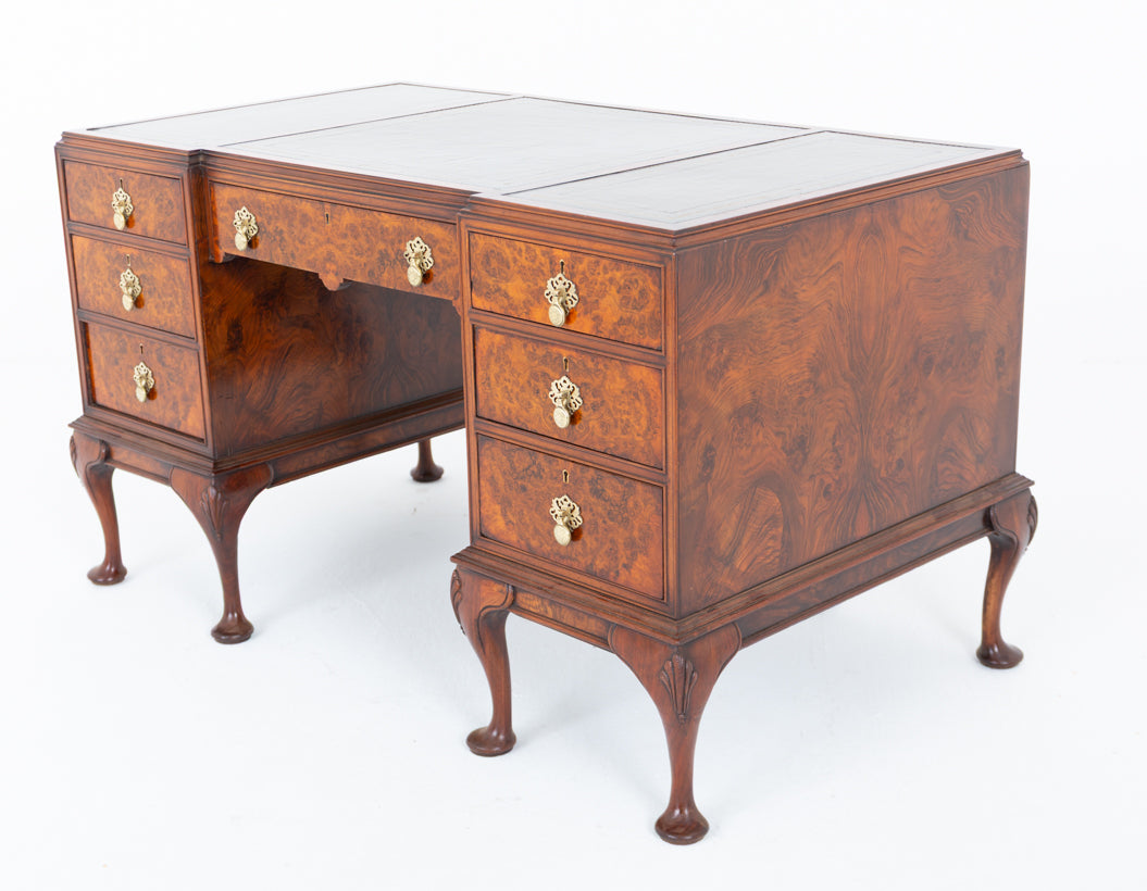 Burr Walnut Queen Anne Style Desk