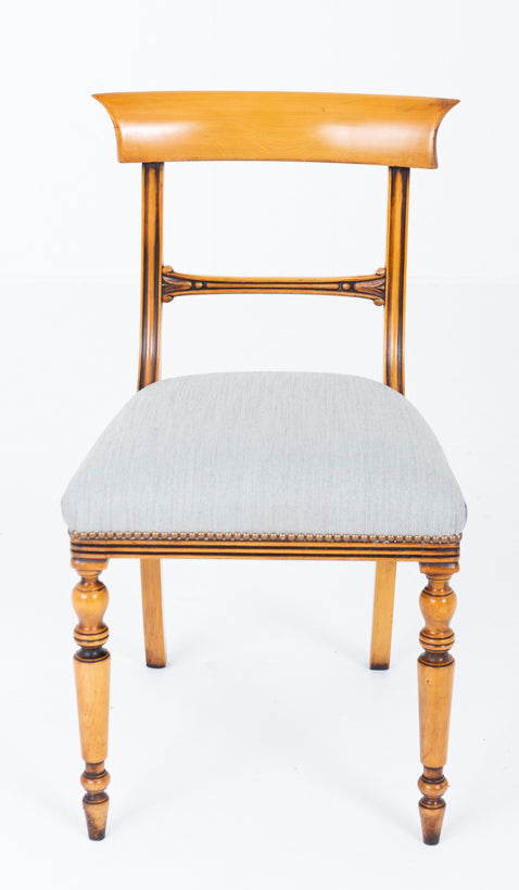 Set of 12 Regency Style Satin Birch Dining Chairs