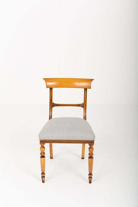 Set of 12 Regency Style Satin Birch Dining Chairs