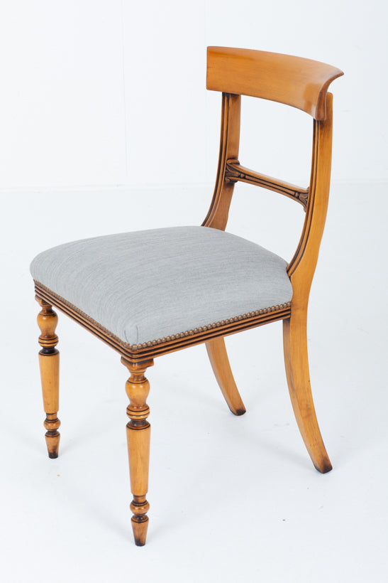 Set of 12 Regency Style Satin Birch Dining Chairs