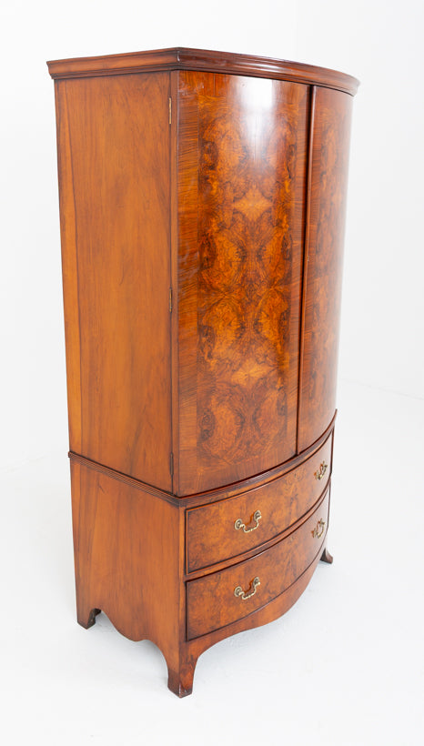 Regency Revival Burr Walnut Bow-Fronted Wardrobe